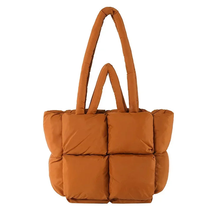 Cloudline Puffer Tote Bag for women; a chic, padded shoulder bag & fashion accessory with ample space.