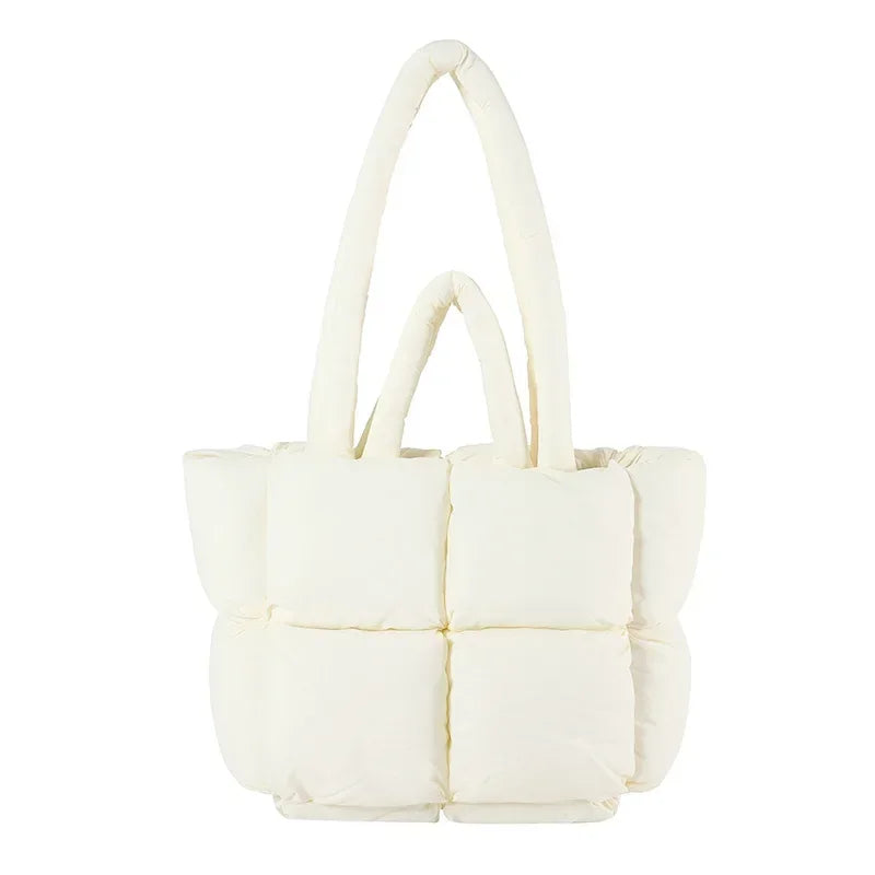 Stylish women's puffer tote; Cloudline Padded Shoulder Bag, a versatile fashion accessory.