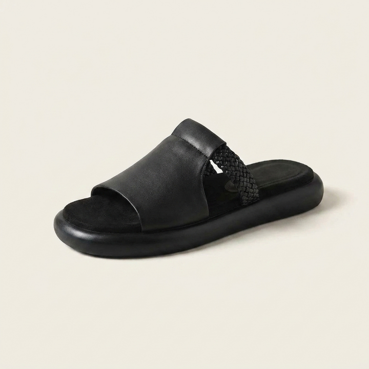 Women's Palermo stylish open-toe flats. Comfortable slip-on slides for summer.