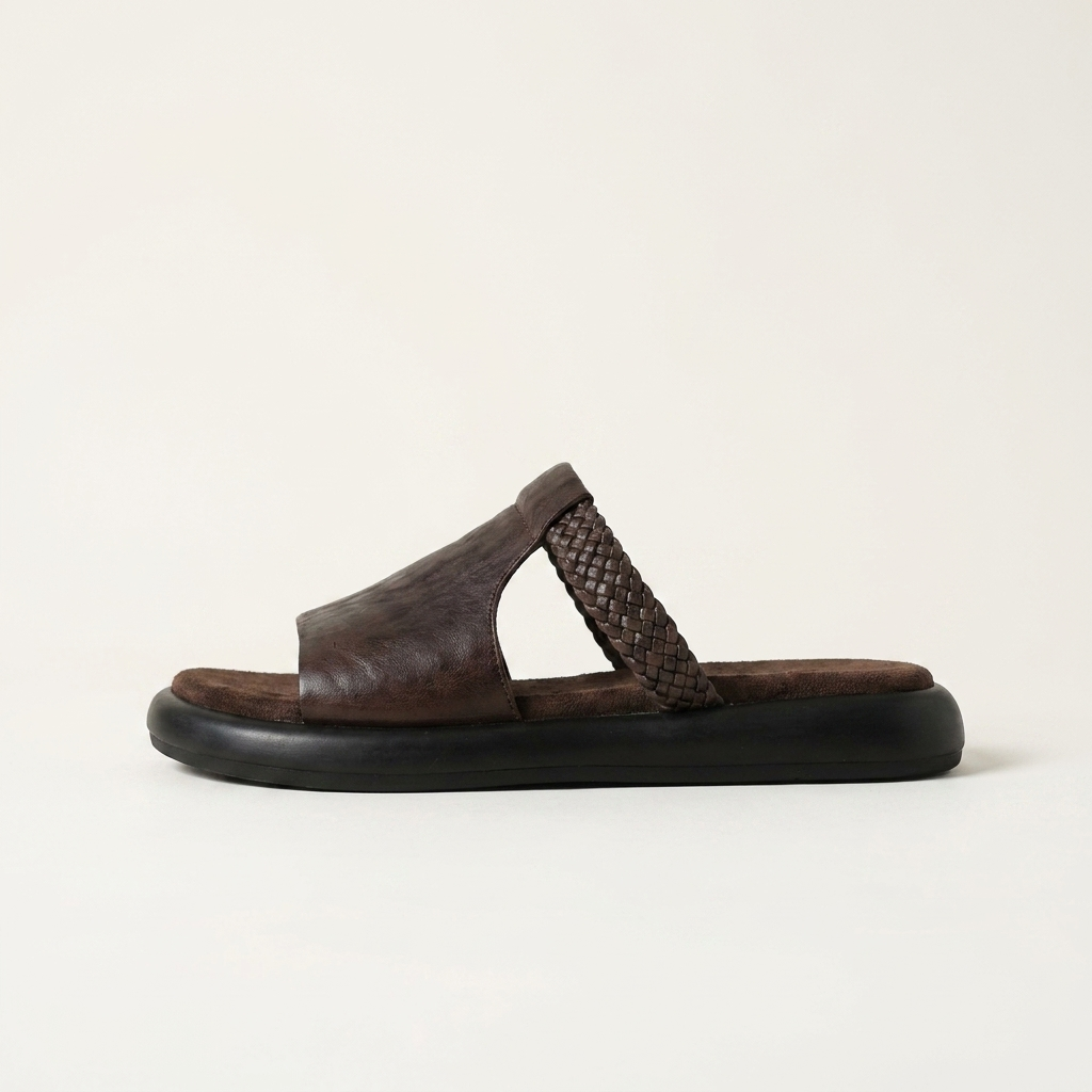 Slip-on Palermo open-toe flats. Women's comfortable & stylish summer shoes.