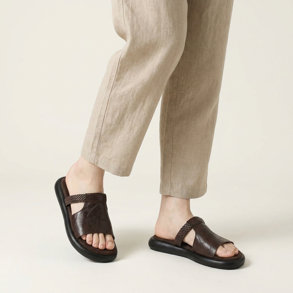 Women's Palermo open-toe flats. Comfortable, stylish slip-on slides for summer footwear.