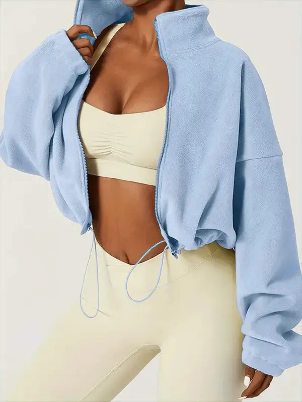 Women's Palma Cropped Zip Jacket in a modern style. Casual outerwear with a comfortable, relaxed fit for versatile fashion.