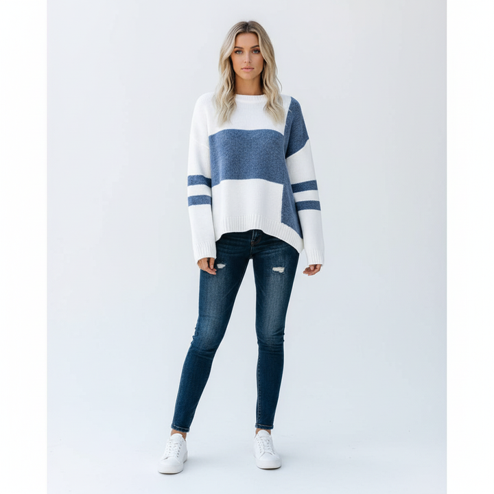 Helena Patchwork Design Pullover for women, knitted for winter fashion
