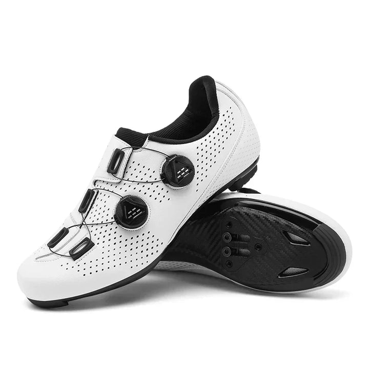 Women's road cycling shoes. High-performance, comfortable athletic footwear with adjustable fit for serious riders.
