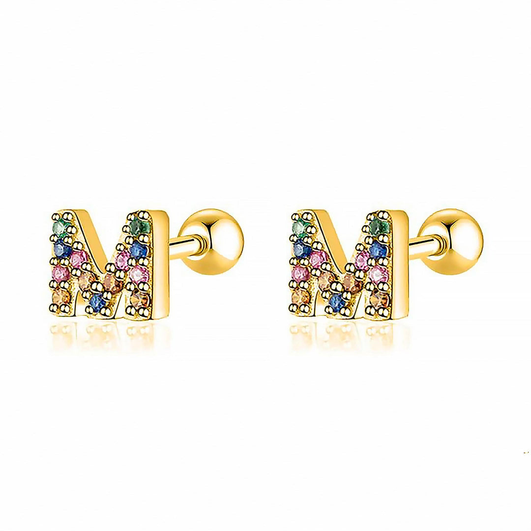 Custom gold plated 'N' initial hoop earrings, personalized elegant women's jewelry.