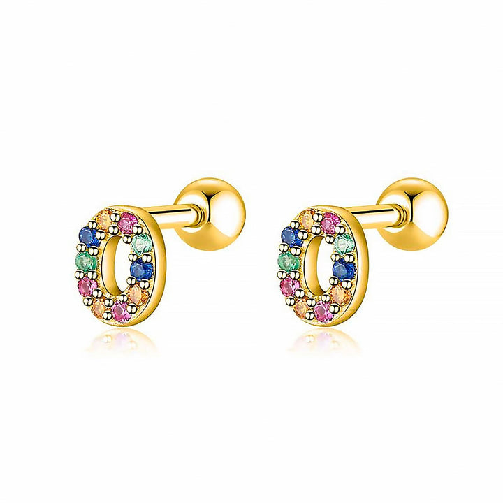 Rhinestone 'P' letter hoop earrings, sparkling personalized women's jewelry.