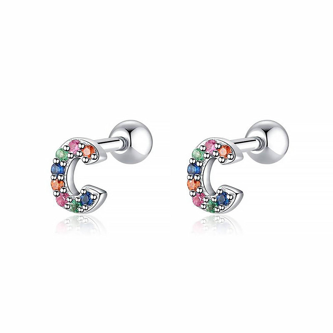 Sterling silver personalized initial hoop earrings, delicate women's jewelry gift.