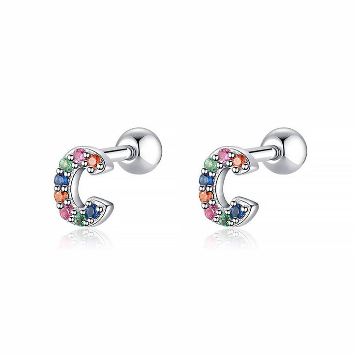 Sterling silver personalized initial hoop earrings, delicate women's jewelry gift.