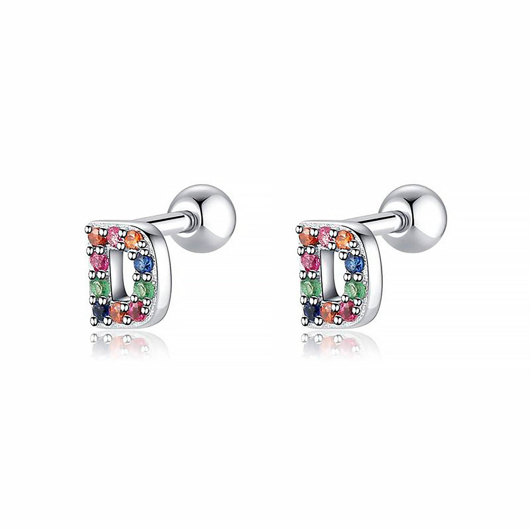 Sparkling rhinestone initial hoop earrings, women's custom personalized jewelry.