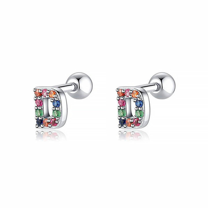 Sparkling rhinestone initial hoop earrings, women's custom personalized jewelry.