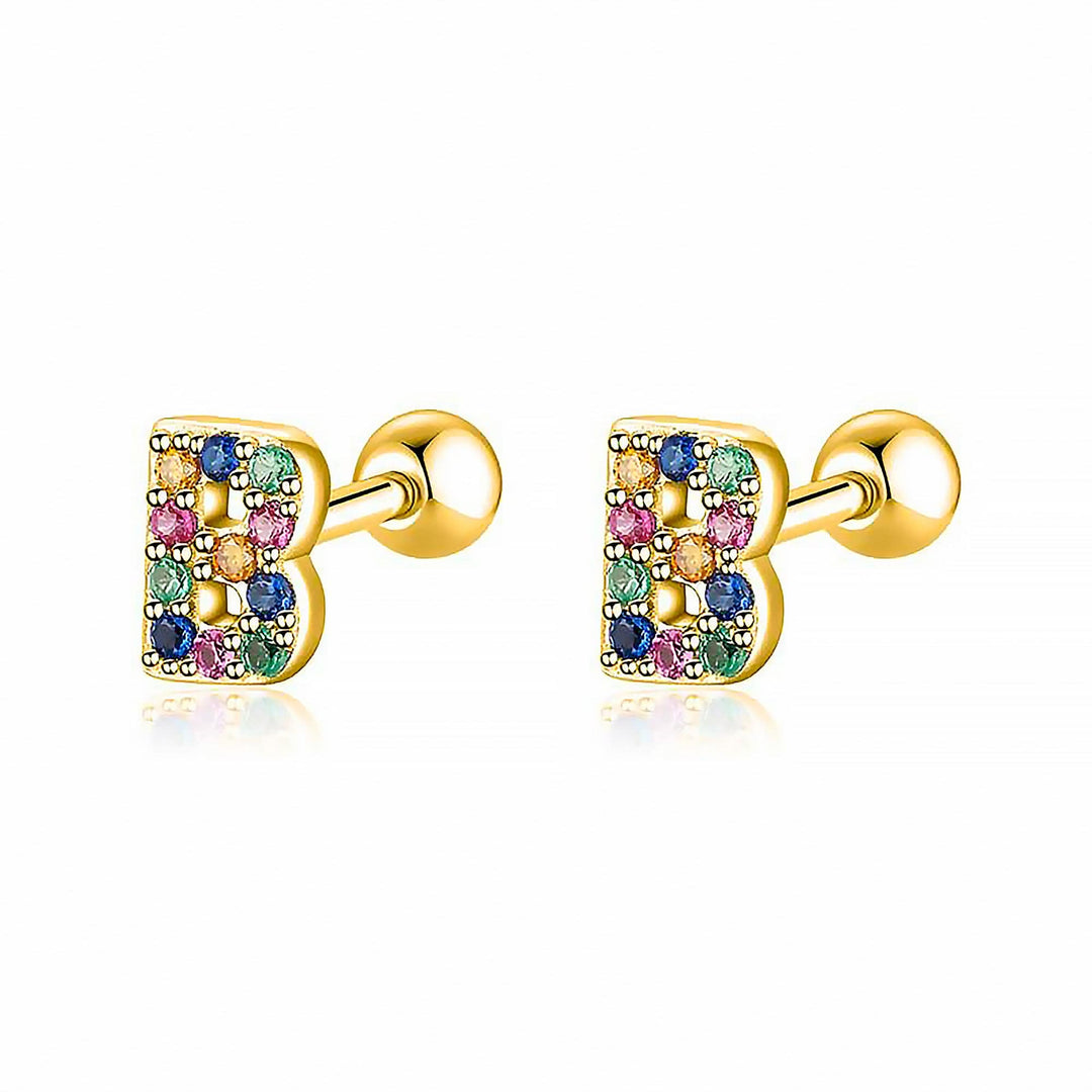 Sparkling rhinestone 'C' initial hoop earrings, women's custom silver jewelry.