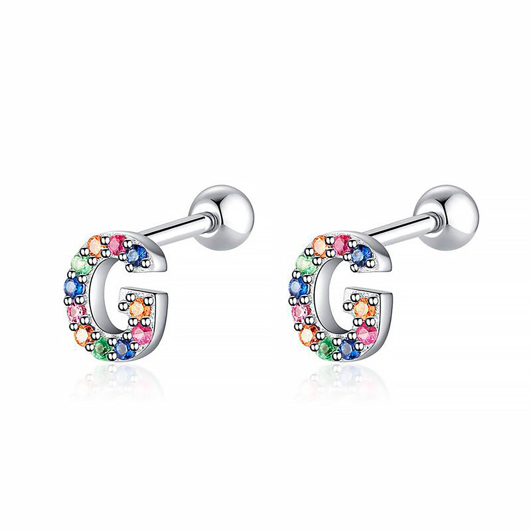 Women's personalized initial hoop earrings, sterling silver, unique letter jewelry.