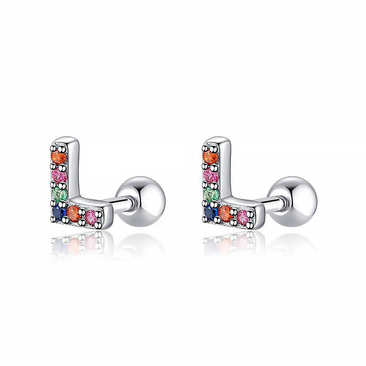 Silver initial hoop earrings, personalized delicate jewelry for women.