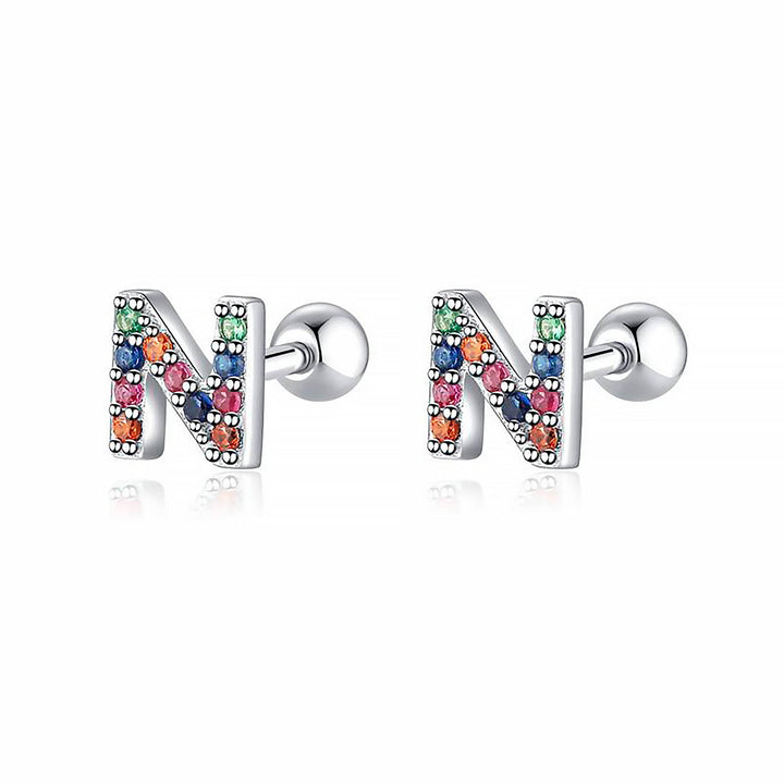 Sterling silver personalized initial hoop earrings, elegant and timeless for women.