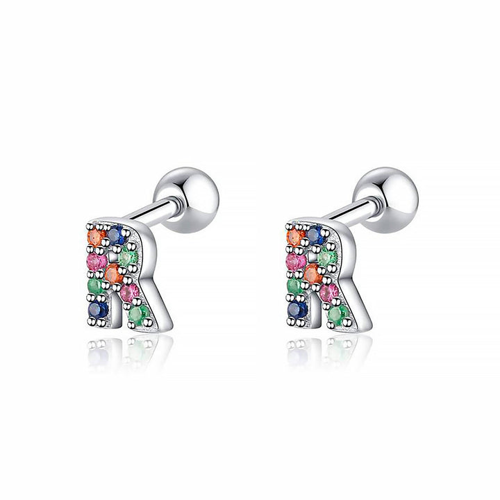 Silver personalized letter hoop earrings, delicate and unique women's jewelry.