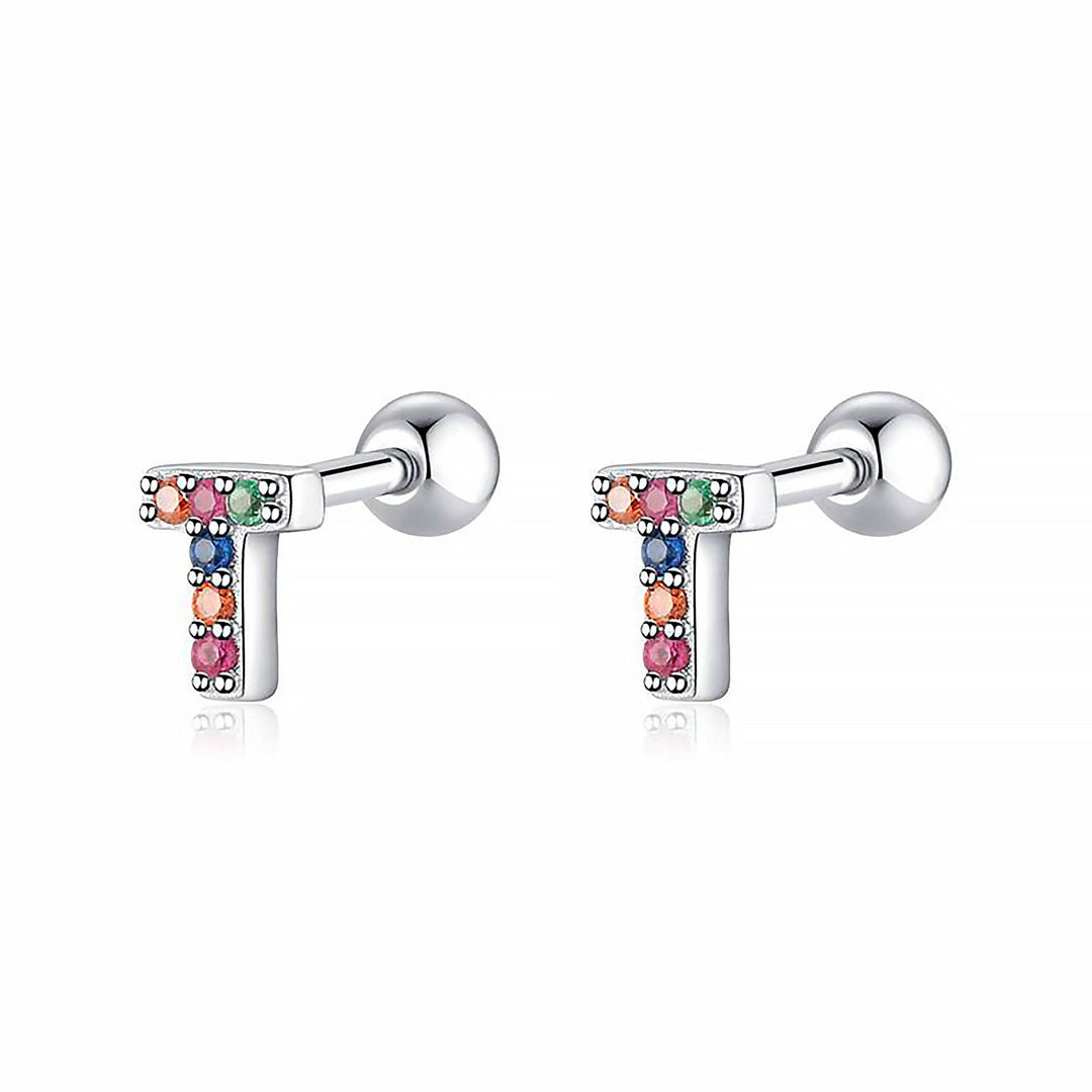 Women's personalized initial hoop earrings, sterling silver, fashion-forward.