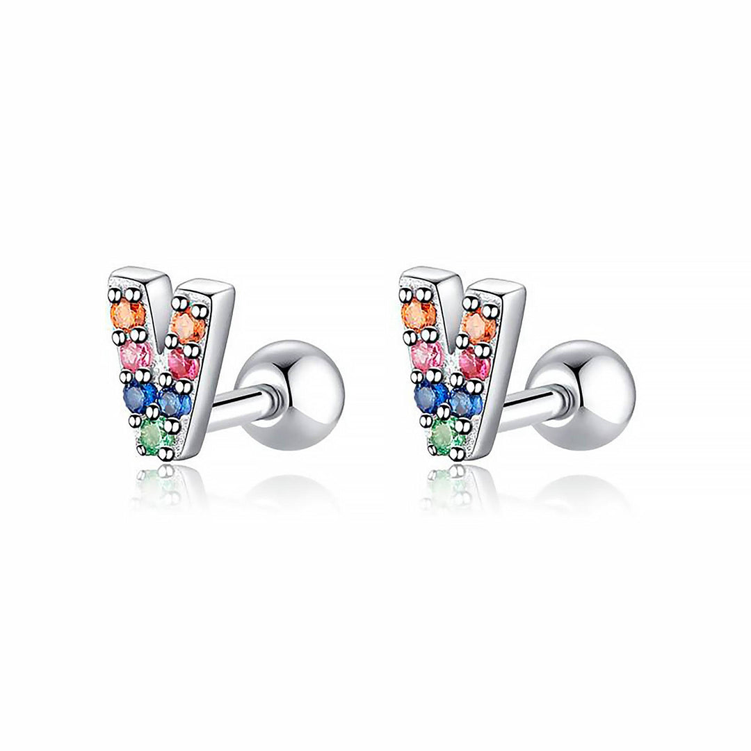 Collection of personalized gold plated initial hoop earrings in various letters.