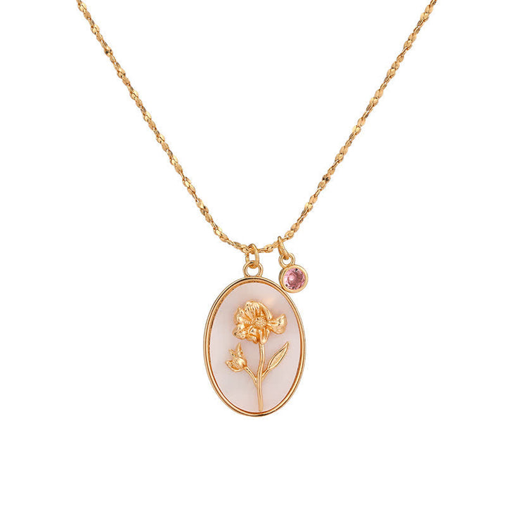 Custom women's birthstone flower necklace, high-quality silver, perfect personalized jewelry gift.