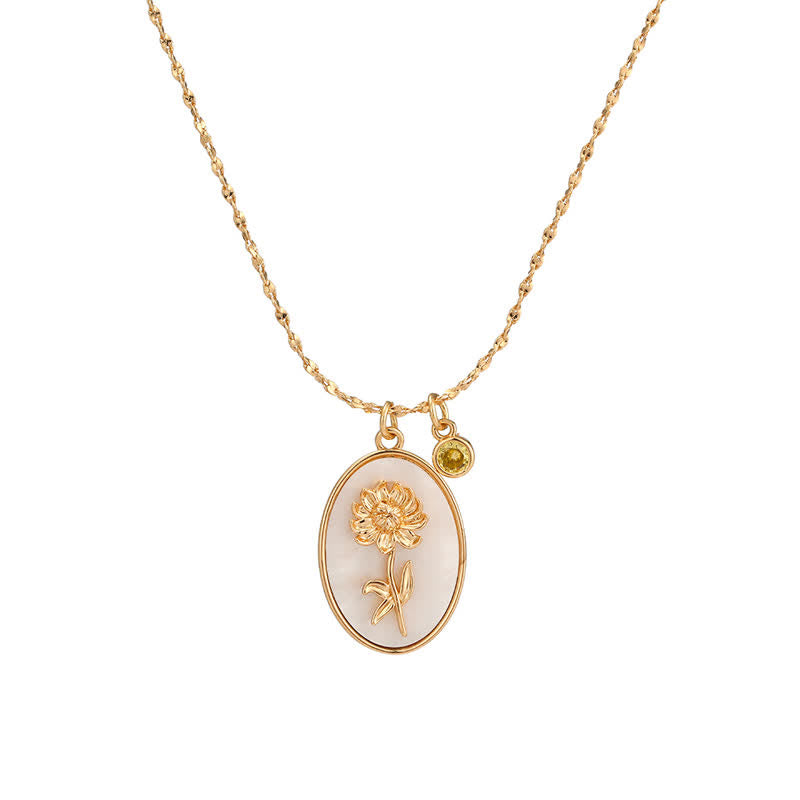 Women's delicate silver necklace, personalized with birth flower and birthstone. A thoughtful gift.