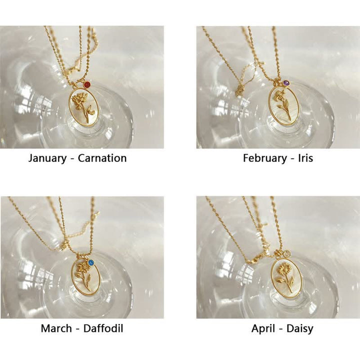Custom silver birthstone necklace for women, with a lovely personalized birth flower design.