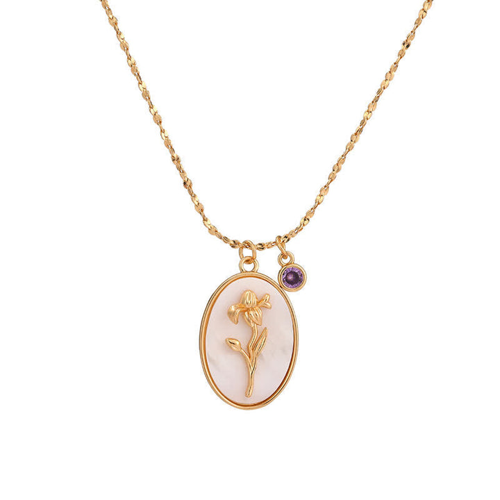 Custom birthstone flower necklace for women, elegant silver jewelry, a unique personalized gift.