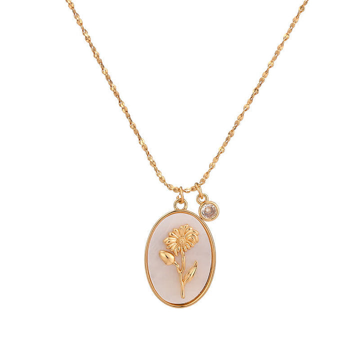 Exquisite personalized birth flower & birthstone necklace for women, delicate silver jewelry gift.