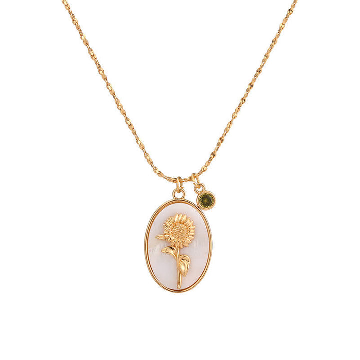 Unique women's personalized birthstone & birth flower necklace, custom silver jewelry gift.