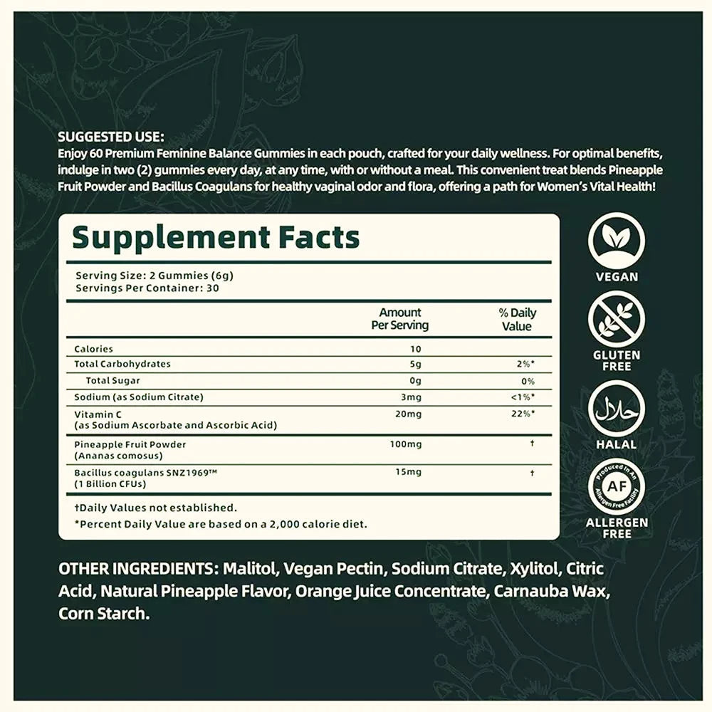 Hand taking a pineapple flavored pH balancing gummy. Daily women's wellness supplement for intimate care.