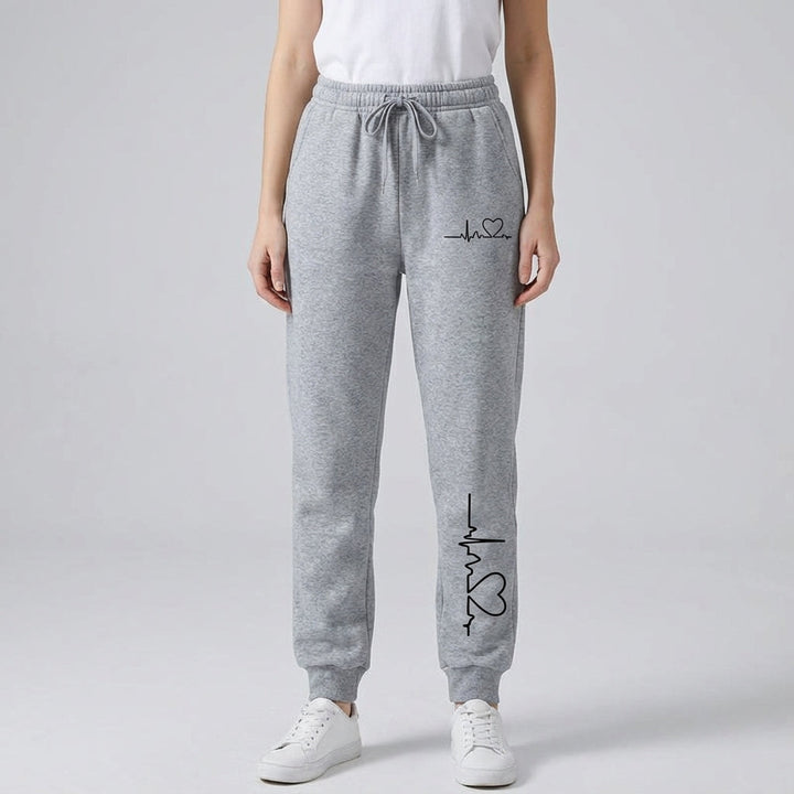 Comfortable women's activewear trousers made from cotton with a unique heart detail