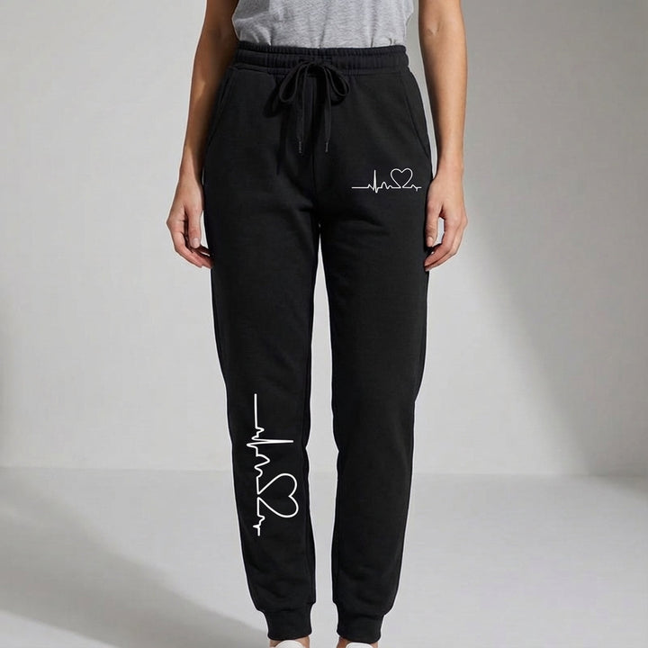 Womens Sierra cotton sports trousers, relaxed fit with a charming heart, versatile loungewear