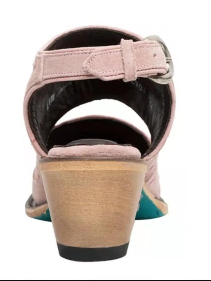 Stylish pink embroidered snip toe slingback cowgirl boots for women. Perfect western ankle boots for festival wear.