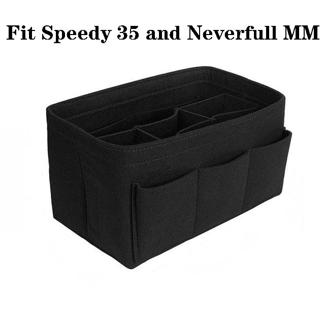 Assorted colors of felt handbag organizer inserts, ideal for tidying up women's daily essentials