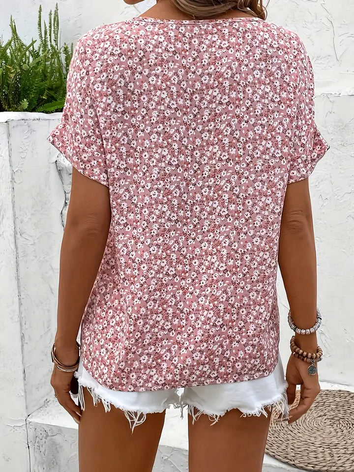 Elegant women's long sleeve relaxed fit floral button-up blouse for a stylish casual look or spring fashion.