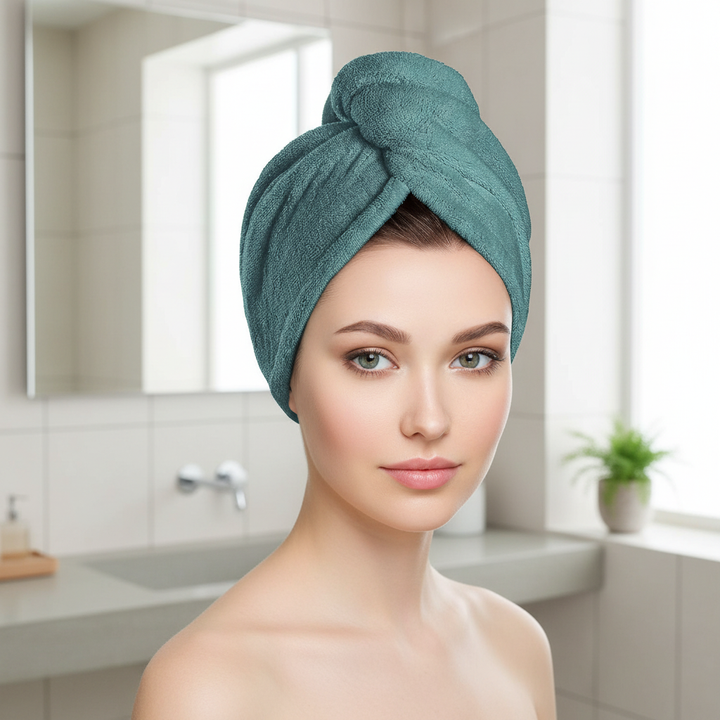 Women's pink microfiber hair towel wrap, ultra-absorbent for quick-dry & anti-frizz haircare
