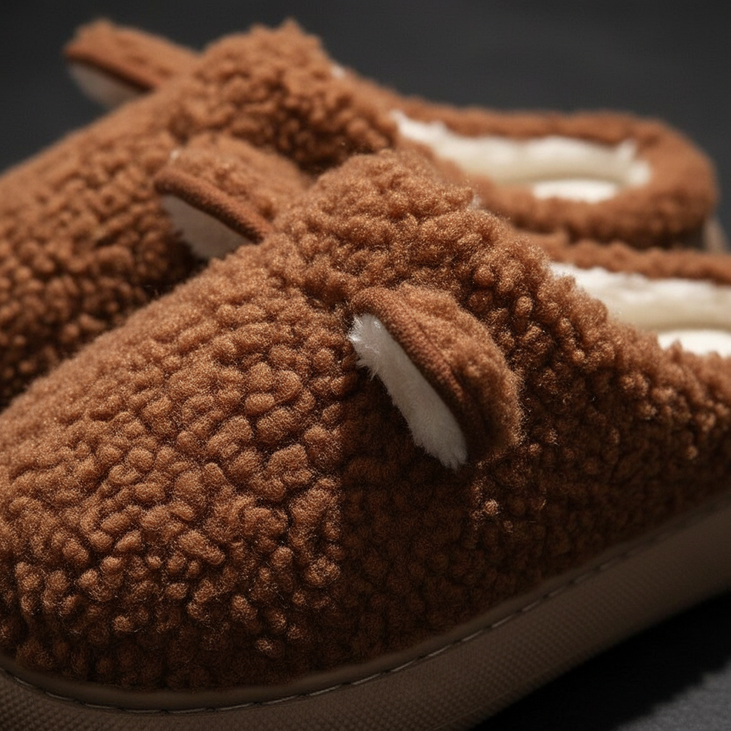Cozy women's black plush platform slippers, ideal for warm winter indoor wear
