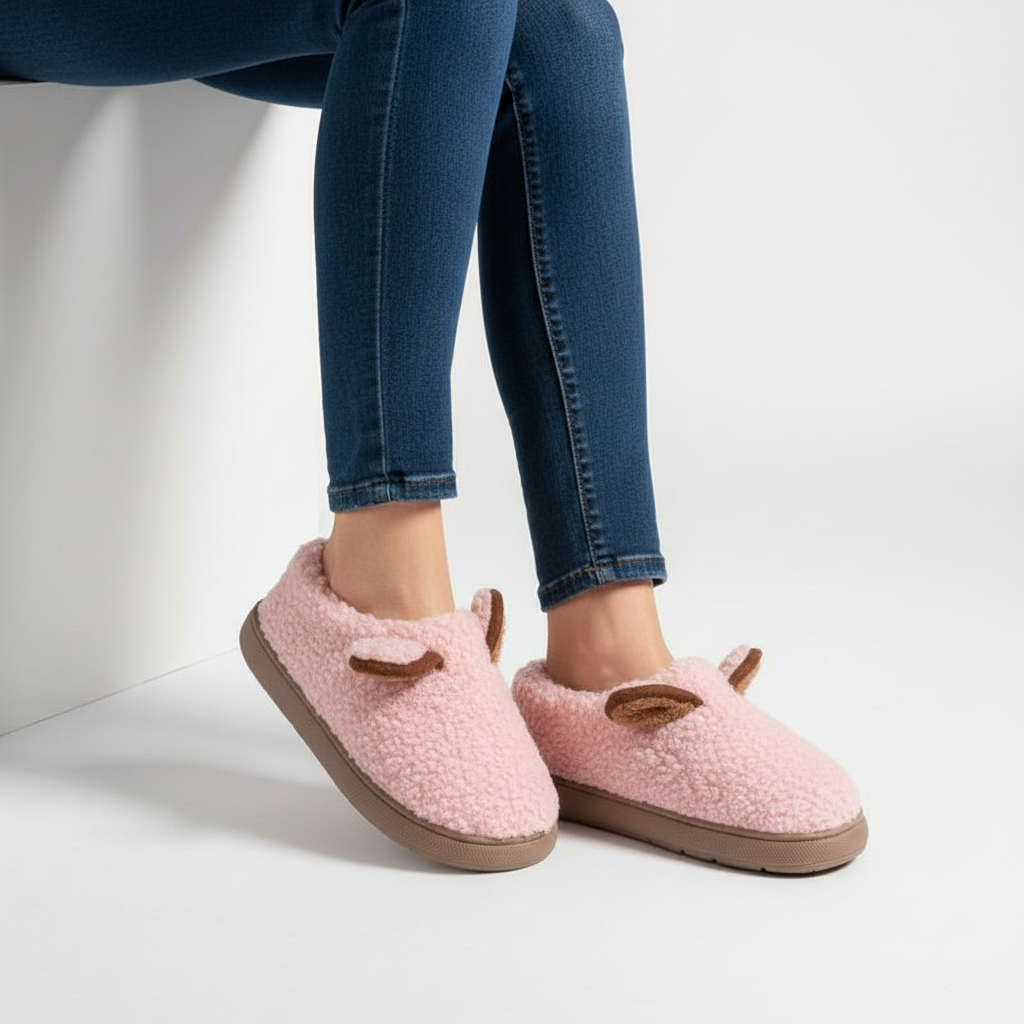 Faux fur anti-slip platform slippers for women, designed for ultimate comfort and warmth