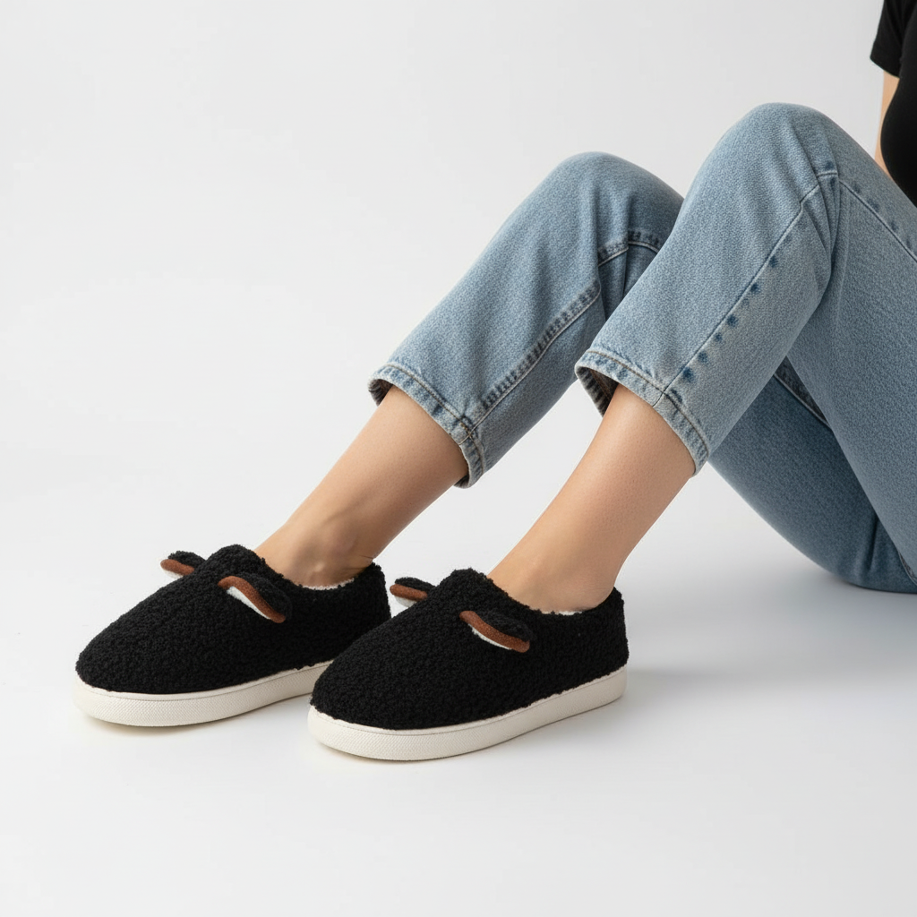 Chic white women's plush platform slippers, combining cozy warmth with a chunky sole