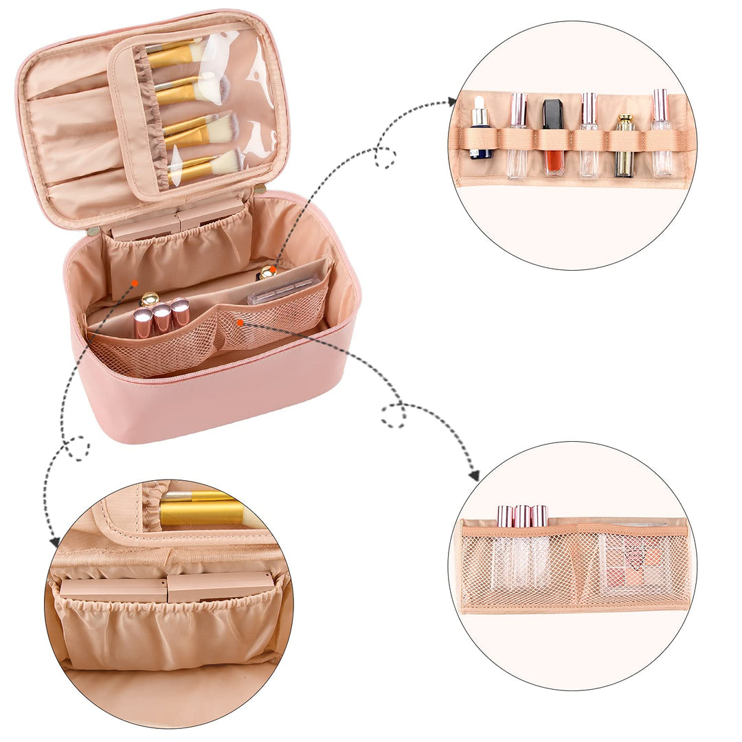 Women's travel makeup organizer bag, perfectly sized to fit in a carry-on luggage