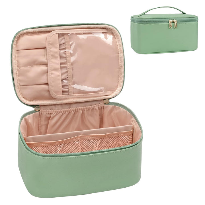 Women's travel beauty storage solution, a compact makeup organizer for daily use or trips