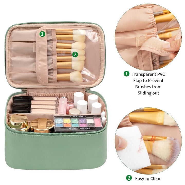 Women's makeup bag with a handle, convenient for carrying cosmetics while traveling