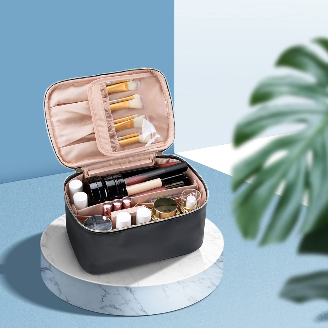 Women's travel makeup bag, designed for efficient organization of all beauty products