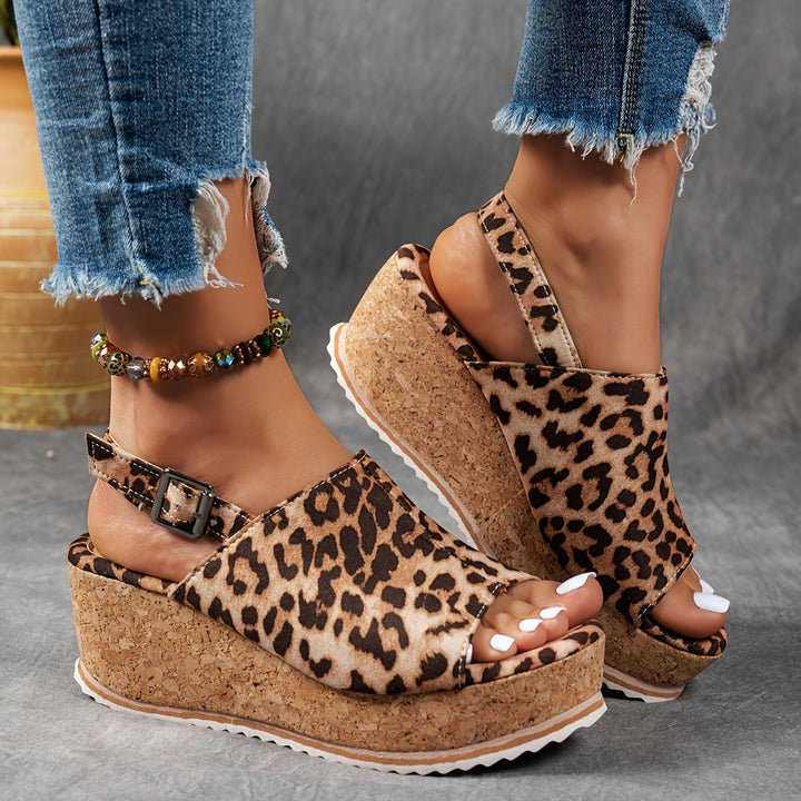 Elevated women's platform buckle sandals with adjustable straps, great for summer fashion.