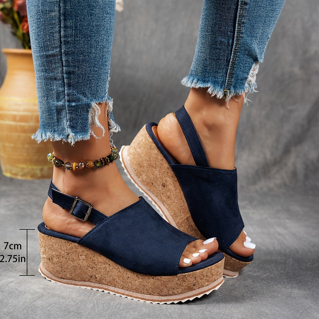 Women's platform sandals featuring adjustable buckle straps for a secure and stylish summer fit.