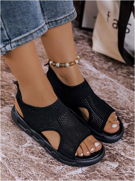 Stylish women's slip-on platform sandals, open toe design for casual everyday wear & comfort.