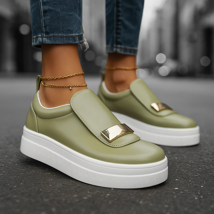 Stylish shock-absorbing platform sneakers for women, offering day-to-night comfort.