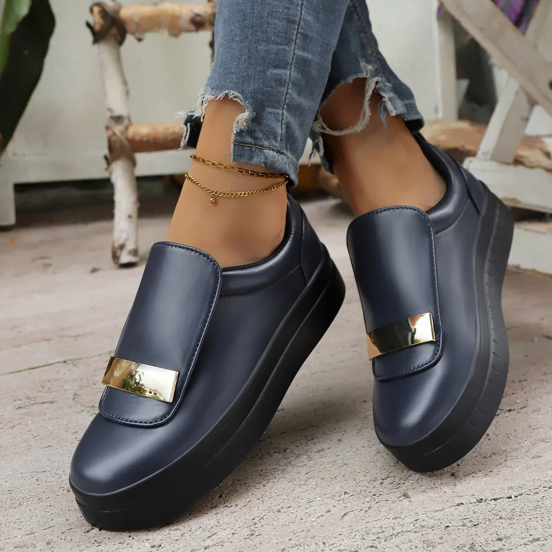 Elevated women's platform sneakers, versatile for casual footwear & stylish outfits.