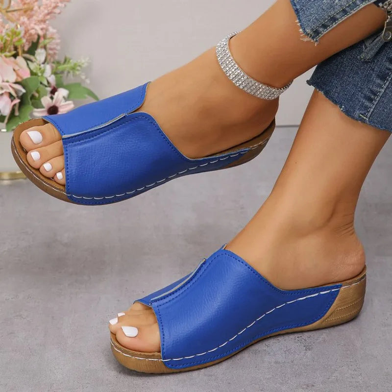 Stylish women's platform wedge sandals, slip-on design for ultimate outdoor comfort and easy summer wear.