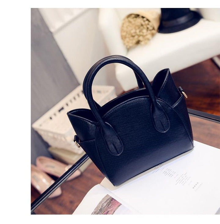 Everyday black women's cat bag, a cute faux leather shoulder & crossbody purse with playful feline design.