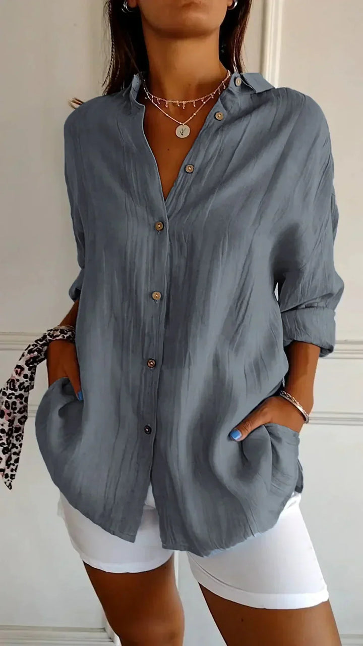 Elegant women's pleated lightweight shirt. Perfect for office, casual outings, or versatile fashion.