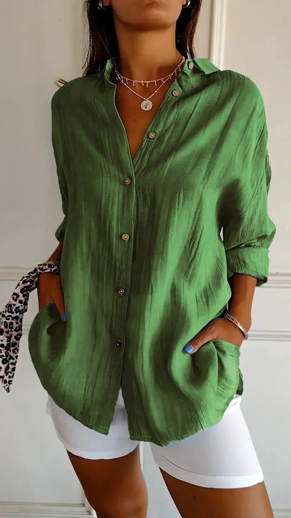 Versatile women's Elodie blouse. Pleated and lightweight for effortless style, casual or formal.